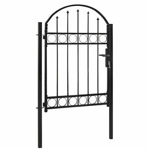 vidaXL Port&atilde;o de cerca ASSEN com topo arqueado, a&ccedil;o, 100x125 cm, preto