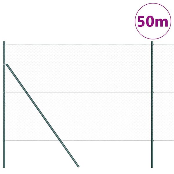 vidaXL Poste de Cerca Verde 50 x 1,6 m (malha de 25 mm) Aço e PVC