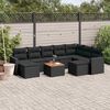vidaXL 10 pcs conjunto sof&aacute;s de jardim c/ almofad&otilde;es vime PE preto