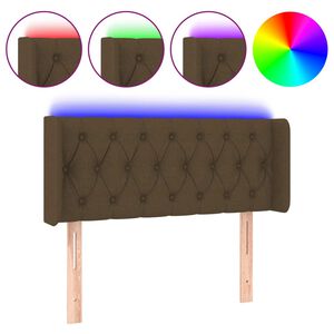 vidaXL Cabeceira de cama c/ luzes LED tecido 93x16x78/88 cm castanho