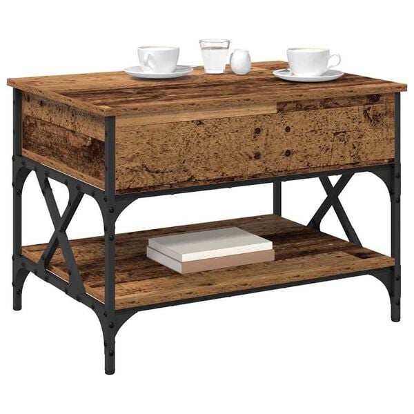 vidaXL Mesa de centro Madeira Antiga 70x50x50cm Madeira processada