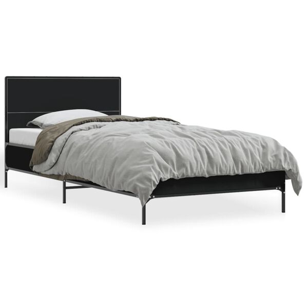 vidaXL Estrutura de cama 90x200 cm derivados de madeira/metal preto