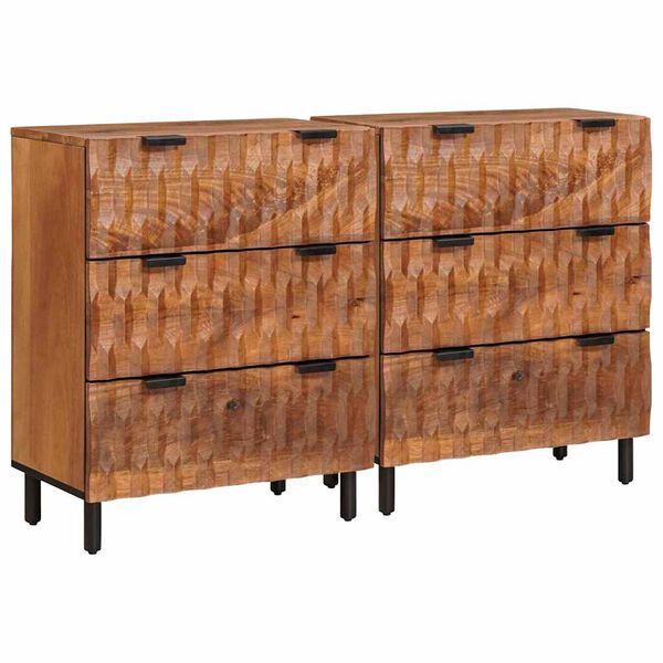vidaXL Buffet 2 pcs Acabamento em Ac&aacute;cia Marrom 60 x 33 x 75 cm