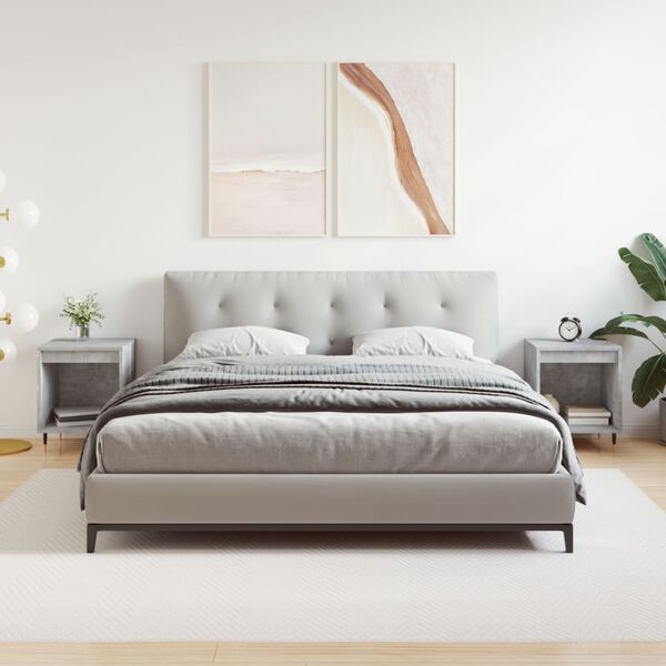 vidaXL Mesas de cabeceira 2 pcs derivados de madeira cinzento cimento