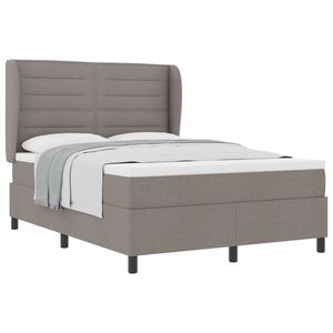 vidaXL Cama Box com cabeceira Cinzento-acastanhado 140 x 190 cm tecido