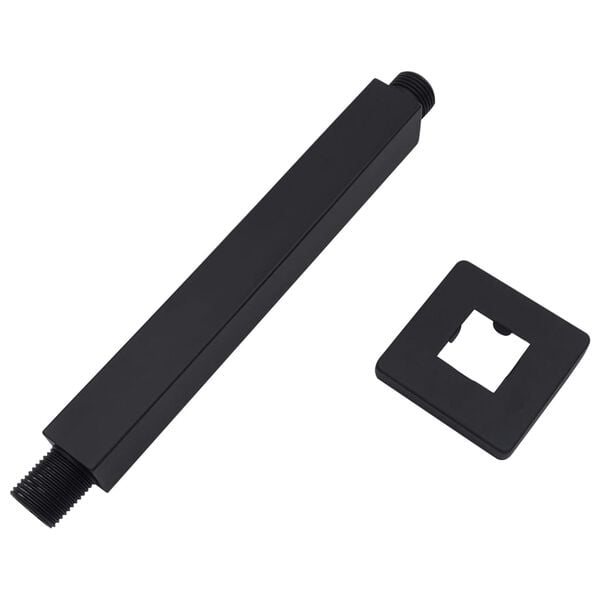 vidaXL Bra&ccedil;o de apoio chuveiro quadrado a&ccedil;o inox. 201 20 cm preto