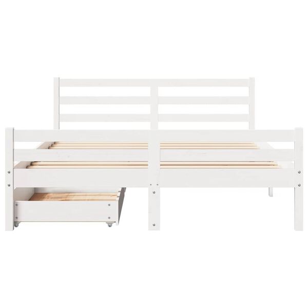 vidaXL Cama sem colch&atilde;o 150x200 cm madeira de pinho maci&ccedil;a branco