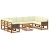 vidaXL Conjunto de Sof&aacute;s para Exterior 10 pcs Natural e Creme