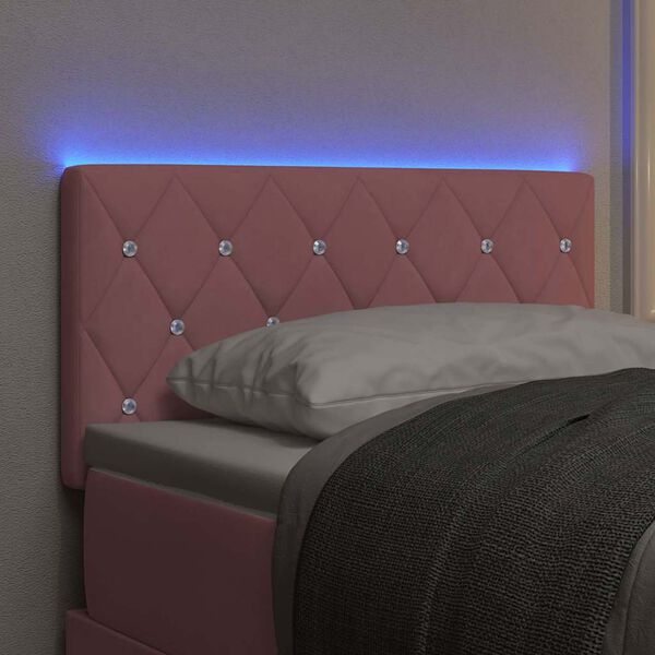 vidaXL Cabeceira LED com luzes de tira LED Manual Rosa 80 cm Poli&eacute;ster