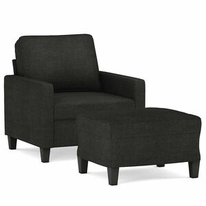 vidaXL Poltrona com apoio de p&eacute;s 60 cm tecido preto
