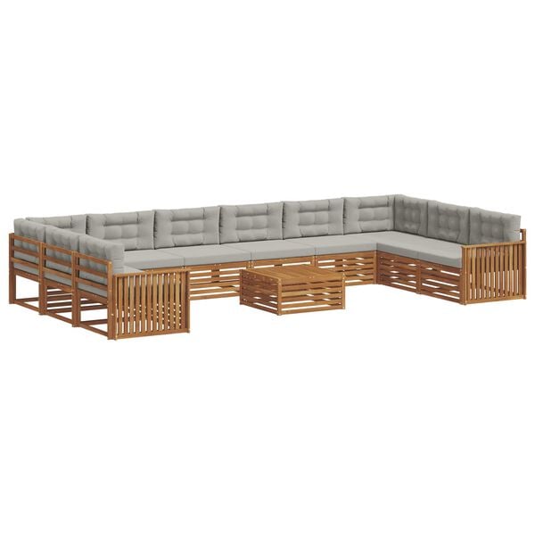 vidaXL Conjuntos de sof&aacute;s com almofada 11 pcs Cinza Natural e Claro