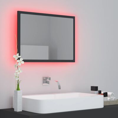 vidaXL Espelho de casa de banho com LED 60x8,5x37 cm acrílico cinzento