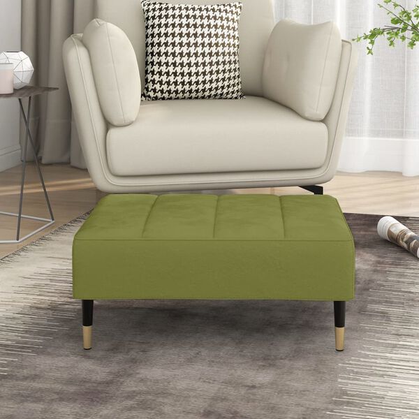 vidaXL Apoio de p&eacute;s 78x56x32 cm veludo verde-claro