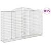 vidaXL Cestos gabi&atilde;o arqueados 15 pcs 300x50x180/200 ferro galvanizado