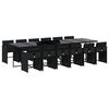 vidaXL 13 pcs conjunto de jantar p/jardim com almofad&otilde;es vime PE preto