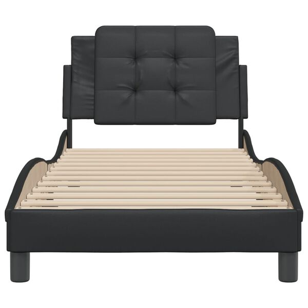 vidaXL Estrutura de cama sem colch&atilde;o Zadar 90x190 cm couro artificial preto