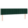 vidaXL Cabeceira cama c/ luzes LED veludo 203x16x78/88 cm verde-escuro