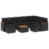 vidaXL 10 pcs conjunto sof&aacute;s de jardim c/ almofad&otilde;es vime PE preto