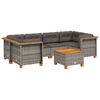 vidaXL 7 pcs conjunto sof&aacute;s p/ jardim c/ almofad&otilde;es vime PE cinzento