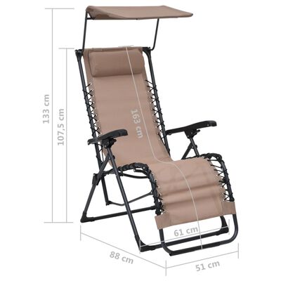 vidaXL Cadeira de pátio dobrável textilene cinzento-acastanhado