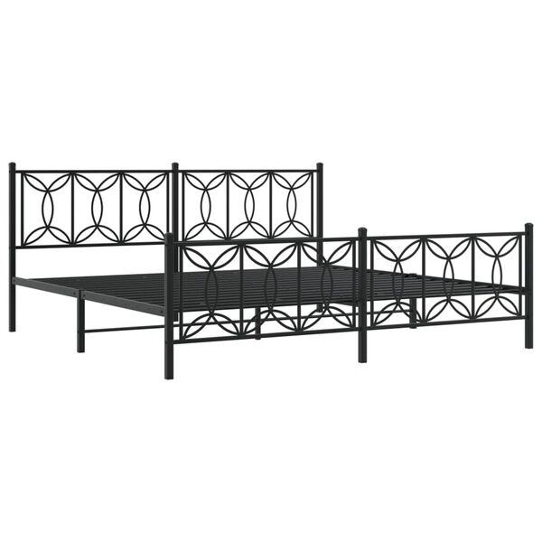 vidaXL Estrutura de cama com cabeceira e p&eacute;s 193x203 cm metal preto
