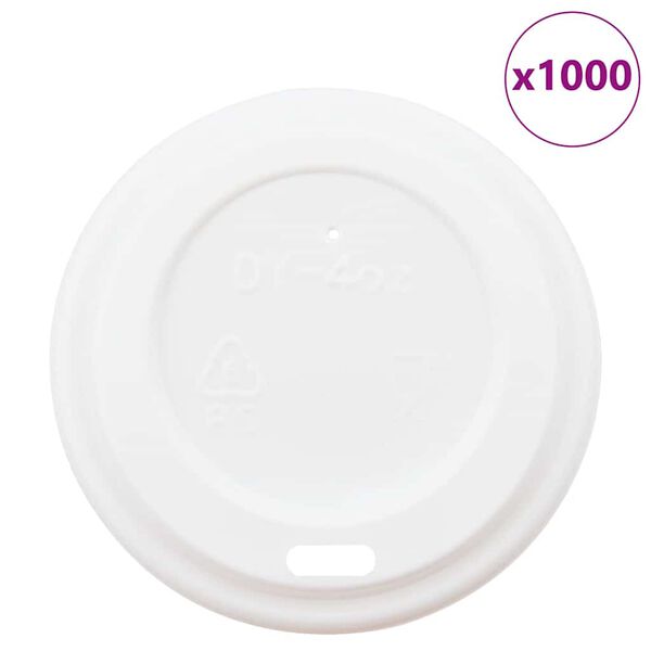 vidaXL Tampas para copos caf&eacute; papel &Oslash;60 mm 4oz 1000 un pl&aacute;stico branco