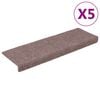 vidaXL Tapetes de escada autoadesivos 5 pe&ccedil;as 65x21x4 cm castanho claro com borda retangular
