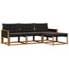 vidaXL Conjunto de Sof&aacute;s para Exterior 4 pcs Natural e Preto