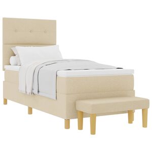 vidaXL Cama Box com colch&atilde;o com cabeceira Creme 90 x 200 cm tecido
