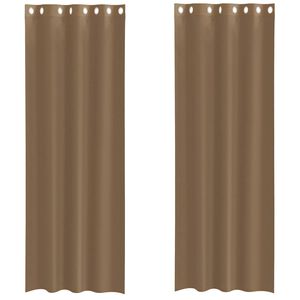 vidaXL Cortinas de voile com ilh&oacute;s 2 pcs castanho-claro
