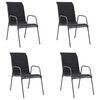 vidaXL Cadeiras de jardim empilh&aacute;veis 4 pcs a&ccedil;o e textilene preto