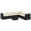 vidaXL 7 pcs conjunto lounge de jardim c/ almofad&otilde;es vime PE preto