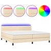 vidaXL Cama box spring c/ colch&atilde;o e LED 200x200 cm tecido cor creme