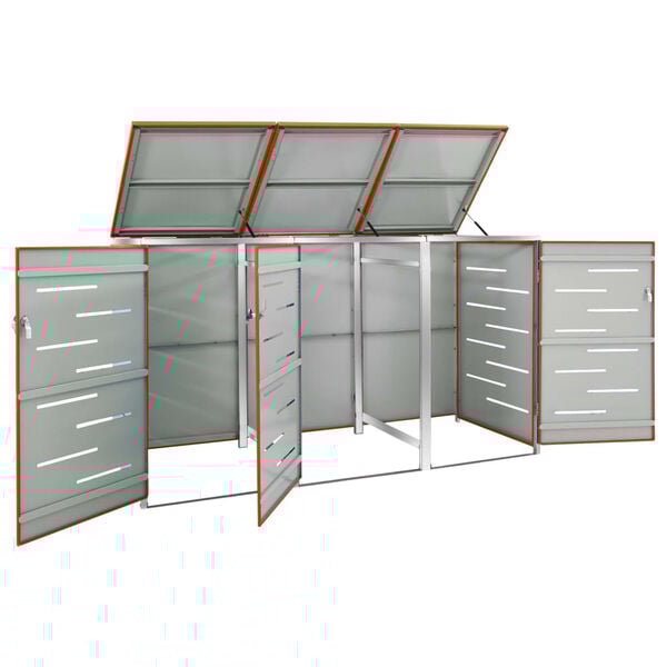 vidaXL Abrigo triplo para caixotes do lixo 207x77,5x112,5 cm a&ccedil;o inox
