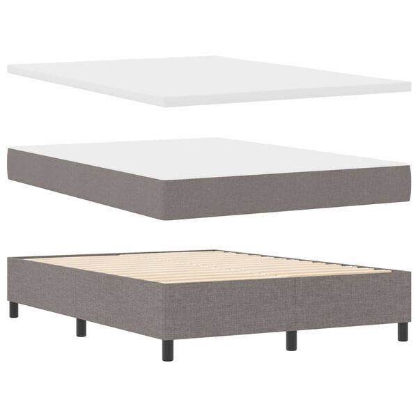 vidaXL Cama Box com cabeceira Cinzento-acastanhado 160 x 200 cm tecido