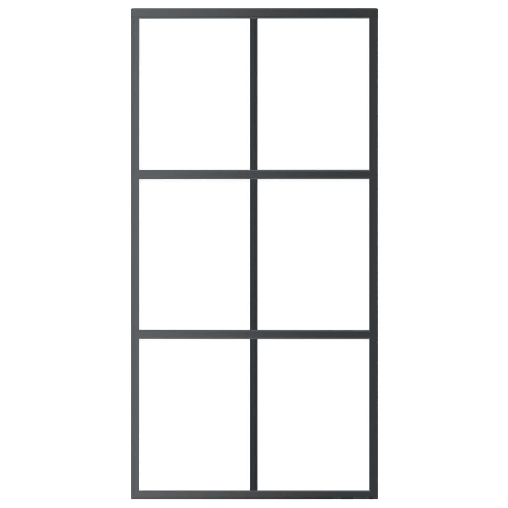 vidaXL Porta deslizante em vidro ESG e alumínio 102x205 cm preto