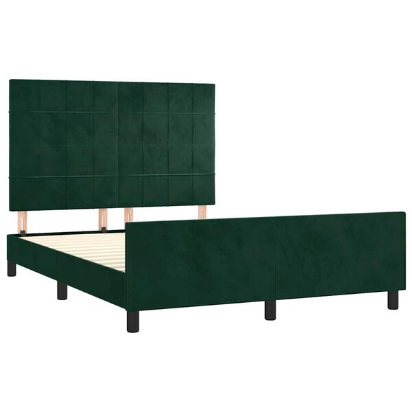 vidaXL Estrutura de cama sem colch&atilde;o 140x190 cm veludo verde-escuro