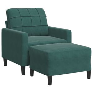 vidaXL Poltrona com apoio de p&eacute;s 60 cm veludo verde-escuro