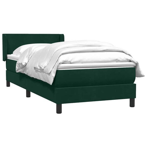 vidaXL Cama com molas/colch&atilde;o verde-escuro 80x220 cm veludo