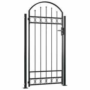 vidaXL Port&atilde;o de cerca ASSEN com topo arqueado e 2 postes 105x170 cm Preto
