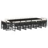 vidaXL 17 pcs conjunto de jantar p/ jardim c/ almofad&otilde;es vime PE preto