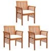 vidaXL Cadeiras de jantar jardim c/ almofad&otilde;es 3 pcs madeira ac&aacute;cia