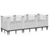 vidaXL Vaso/floreira de jardim c/ estacas 123,5x43,5x43,5 cm PP branco