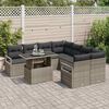 vidaXL Conjunto de Sof&aacute; de Jardim 9 pcs Cinzeto Rattan Sint&eacute;tico