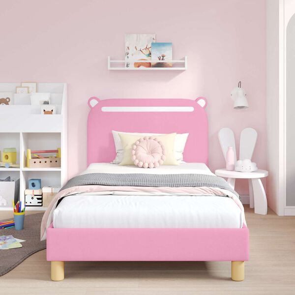 vidaXL Estrutura de Cama Infantil com Cabeceira Rosa 80 x 200 cm