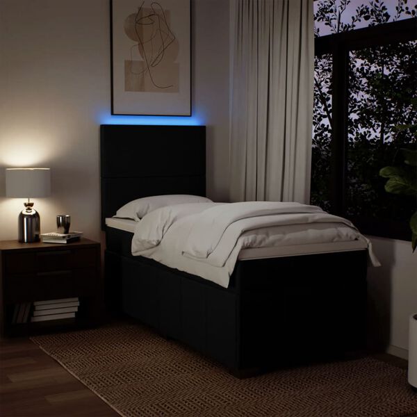 vidaXL Cama com molas/colch&atilde;o 100x200 cm tecido preto