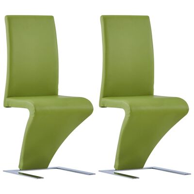vidaXL Cadeiras de jantar ziguezague 2 pcs couro artificial verde