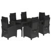 vidaXL 7 pcs conjunto de jantar p/ jardim c/ almofad&otilde;es vime PE preto