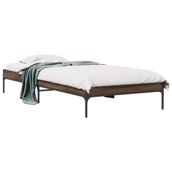 vidaXL Estrutura de cama derivados de madeira/metal carvalho castanho