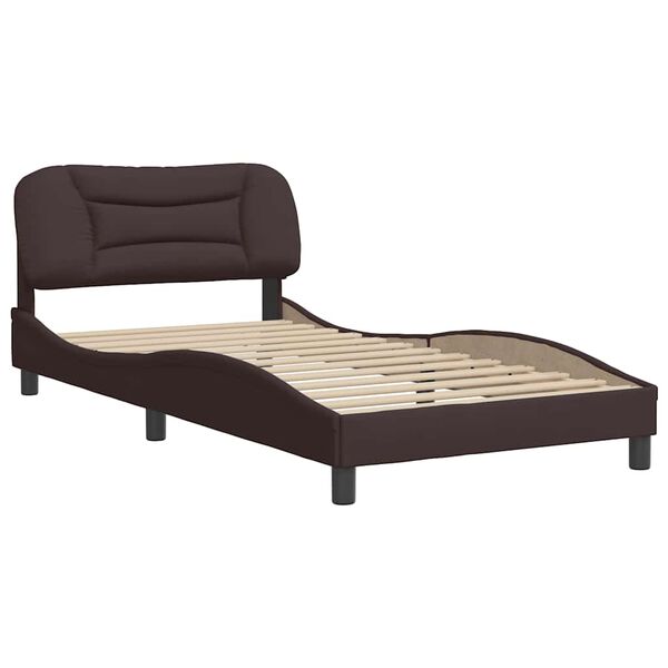 vidaXL Estrutura de cama sem colch&atilde;o Hvar 100x200 cm tecido castanho-escuro